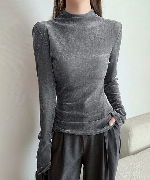 プチハイネック 長袖 インナートップス レディース 春秋新作 韓国風 おしゃれカットソー上品 きれいめ スリムフィット 薄手 トレンド 無地 トップス セクシー 98LAIJEN-001