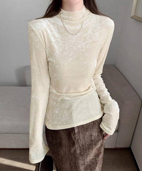 プチハイネック 長袖 インナートップス レディース 春秋新作 韓国風 おしゃれカットソー上品 きれいめ スリムフィット 薄手 トレンド 無地 トップス セクシー 98LAIJEN-001