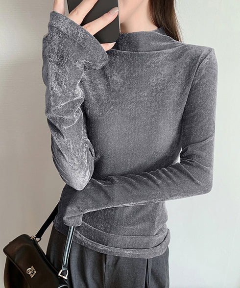 プチハイネック 長袖 インナートップス レディース 春秋新作 韓国風 おしゃれカットソー上品 きれいめ スリムフィット 薄手 トレンド 無地 トップス セクシー 98LAIJEN-001