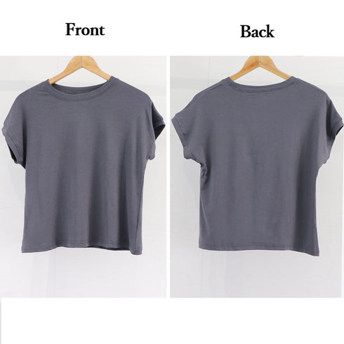 フレンチスリーブ 半袖 Tシャツ 韓国風 無地Tシャツ レディース オフィスコーデ カジュアル フリーサイズトップス クルーネック プルオーバー 98LIYQG-001