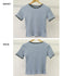 バイカラーリブTシャツ レディース半袖 パイピング ラウンドネック 無地 韓国ファッション プルオーバー 着やせ Tシャツ カジュアル トップス 夏服 98MAGELI-001