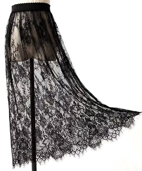 ロング丈 チュールスカート シースルー 透け感 レーススカート 重ね着 ハイウエスト 大人可愛いボトムスレディース おしゃれ レイヤードスカート オールシーズン 98MEIHZ-001