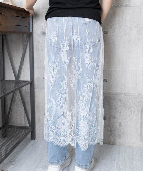 ロング丈 チュールスカート シースルー 透け感 レーススカート 重ね着 ハイウエスト 大人可愛いボトムスレディース おしゃれ レイヤードスカート オールシーズン 98MEIHZ-001
