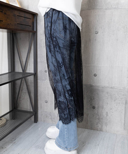 ロング丈 チュールスカート シースルー 透け感 レーススカート 重ね着 ハイウエスト 大人可愛いボトムスレディース おしゃれ レイヤードスカート オールシーズン 98MEIHZ-001