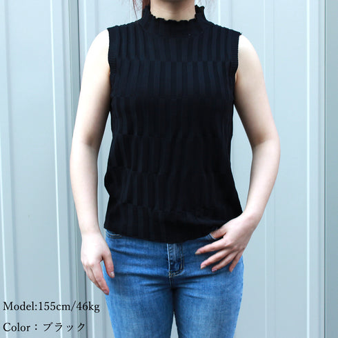 タートルネック ニット トップス タートルネック ニット トップス レディース ショート丈 タンクトップ 夏ノースリーブ ニット タイトトップス 98MFTIAN-001
