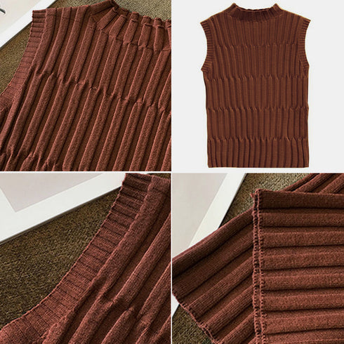 タートルネック ニット トップス タートルネック ニット トップス レディース ショート丈 タンクトップ 夏ノースリーブ ニット タイトトップス 98MFTIAN-001
