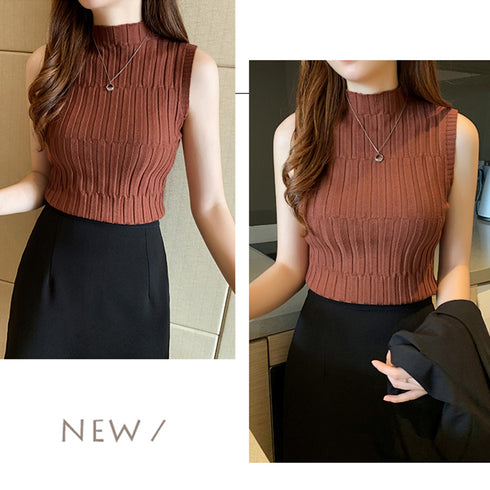 タートルネック ニット トップス タートルネック ニット トップス レディース ショート丈 タンクトップ 夏ノースリーブ ニット タイトトップス 98MFTIAN-001