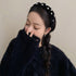 編みボリューム パールベロアカチューシャ 幅広 ヘアアクセサリー 髪飾り おしゃれ ヘッドアクセサリー 上品 フェミニン キュート アクセ ぷっくりカチューシャ 98MIAOSI-001