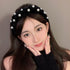 編みボリューム パールベロアカチューシャ 幅広 ヘアアクセサリー 髪飾り おしゃれ ヘッドアクセサリー 上品 フェミニン キュート アクセ ぷっくりカチューシャ 98MIAOSI-001