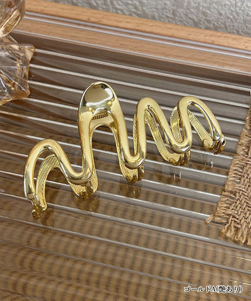 ウェーブヘアクリップ メタルヘアクリップ レディース 簡単ヘアアレンジ 大きめ ヘアアクセサリー 小物 光沢感 韓国風 簡単まとめ髪 大人可愛い ヘア小物 98MIS-001