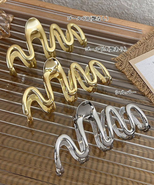 ウェーブヘアクリップ メタルヘアクリップ レディース 簡単ヘアアレンジ 大きめ ヘアアクセサリー 小物 光沢感 韓国風 簡単まとめ髪 大人可愛い ヘア小物 98MIS-001