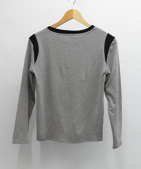 バイカラー Tシャツ 長袖 韓国風 レディース シンプル カットソー トップス 着やせ カジュアル ベーシックデザイン プルオーバー 重ね着 98MZHEN-001