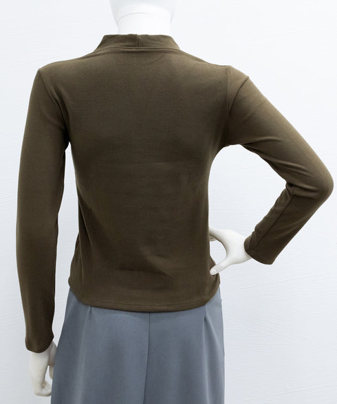 Vネック ベーシック 長袖 カットソー レディース ヒートインナー 柔らかい シンプル 重ね着 ストレッチTシャツ 無地プルオーバー 韓国ファッション 98NAISI-001