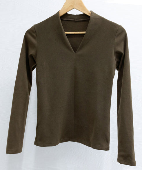 Vネック ベーシック 長袖 カットソー レディース ヒートインナー 柔らかい シンプル 重ね着 ストレッチTシャツ 無地プルオーバー 韓国ファッション 98NAISI-001