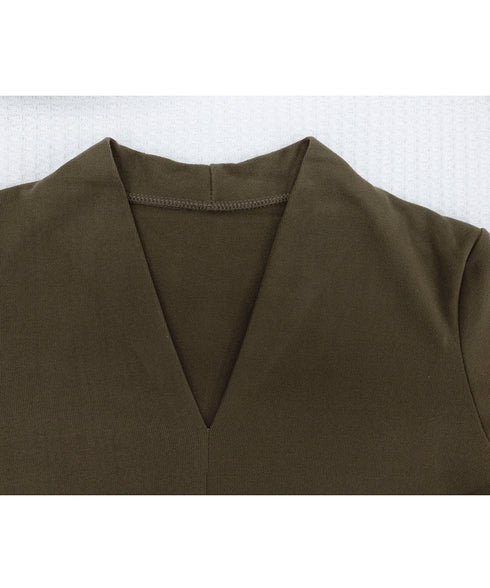 Vネック ベーシック 長袖 カットソー レディース ヒートインナー 柔らかい シンプル 重ね着 ストレッチTシャツ 無地プルオーバー 韓国ファッション 98NAISI-001