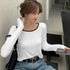 長袖Tシャツ レディース秋服 カットソー トップス シンプル カットソー 韓国風 クルーネック カジュアル 無地 春秋 98PENGF-001