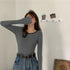 長袖Tシャツ レディース秋服 カットソー トップス シンプル カットソー 韓国風 クルーネック カジュアル 無地 春秋 98PENGF-001