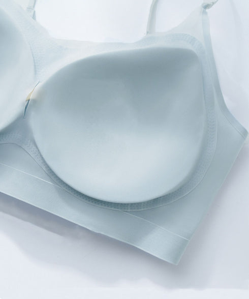 シームレス通気 ノンワイヤーブラ 5色 可愛い セクシーランジェリー 超薄 ハーフトップブラジャー カップ付き スポーツブラ 脇肉 脇高 リラックスブラ 快適 98QIANML-001