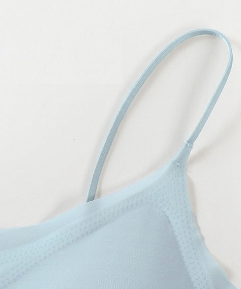 シームレス通気 ノンワイヤーブラ 5色 可愛い セクシーランジェリー 超薄 ハーフトップブラジャー カップ付き スポーツブラ 脇肉 脇高 リラックスブラ 快適 98QIANML-001