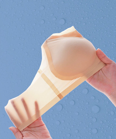 シームレス通気 ノンワイヤーブラ 5色 可愛い セクシーランジェリー 超薄 ハーフトップブラジャー カップ付き スポーツブラ 脇肉 脇高 リラックスブラ 快適 98QIANML-001