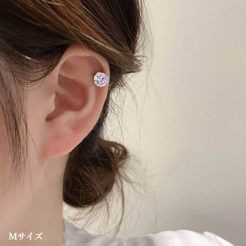 磁気マグネットピアス イヤリング1点売り ラウンド 磁気吸引ピアス オルチャン 耳穴なし 磁気ピアス 上品 エレガント ラインストーン シンプル キラキラ輝く 98QINGQ-001