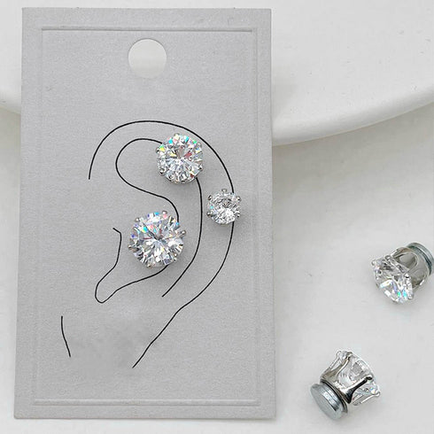 磁気マグネットピアス イヤリング1点売り ラウンド 磁気吸引ピアス オルチャン 耳穴なし 磁気ピアス 上品 エレガント ラインストーン シンプル キラキラ輝く 98QINGQ-001