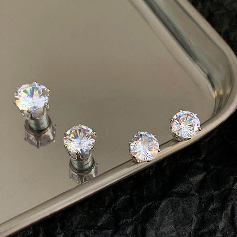 磁気マグネットピアス イヤリング1点売り ラウンド 磁気吸引ピアス オルチャン 耳穴なし 磁気ピアス 上品 エレガント ラインストーン シンプル キラキラ輝く 98QINGQ-001