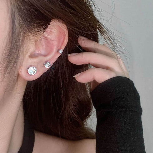 磁気マグネットピアス イヤリング1点売り ラウンド 磁気吸引ピアス オルチャン 耳穴なし 磁気ピアス 上品 エレガント ラインストーン シンプル キラキラ輝く 98QINGQ-001