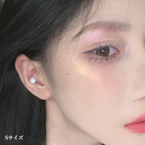 磁気マグネットピアス イヤリング1点売り ラウンド 磁気吸引ピアス オルチャン 耳穴なし 磁気ピアス 上品 エレガント ラインストーン シンプル キラキラ輝く 98QINGQ-001