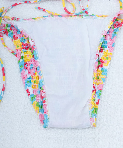 花柄 ビキニ 4点セット セパレート水着 カラフル レディース水着ビキニ 日焼け防止長袖 カバーアップ ノンワイヤー パレオ付き 水着上下セット おしゃれ 海水浴 98TIANYY-001