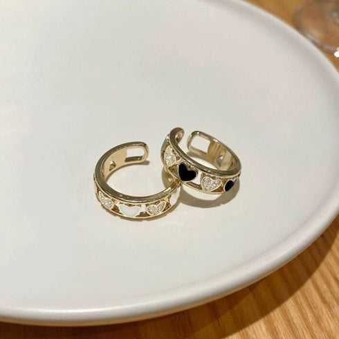 リング2点セット レディース 指輪 プチプラ 重ね付け 韓国風ゆびわ アクセサリー 単品使い 小物 カジュアル ハートアクリル ゴールドプレーティング 98TS-004