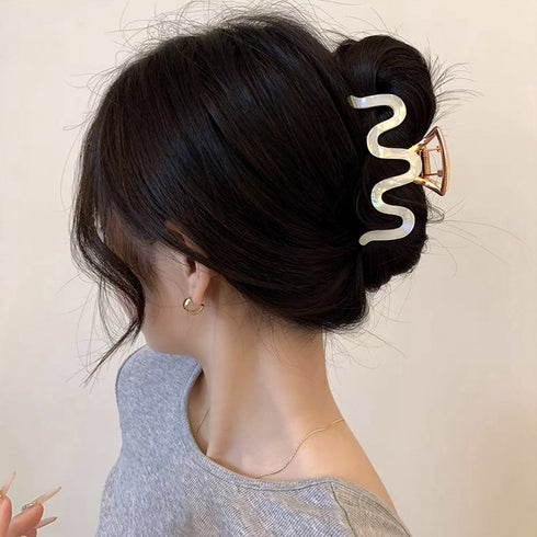 ヘアクリップ アクリルバンスクリップ ヘアアクセサリー レディース フェミニン きれいめ ヘアアレンジグッズ 可愛い 髪留め 大人っぽい マーブル柄 髪飾り 98WANLI-001