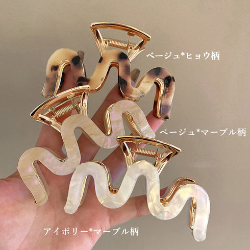 ヘアクリップ アクリルバンスクリップ ヘアアクセサリー レディース フェミニン きれいめ ヘアアレンジグッズ 可愛い 髪留め 大人っぽい マーブル柄 髪飾り 98WANLI-001