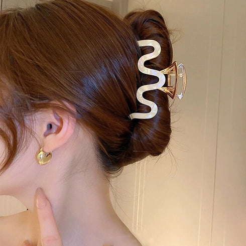 ヘアクリップ アクリルバンスクリップ ヘアアクセサリー レディース フェミニン きれいめ ヘアアレンジグッズ 可愛い 髪留め 大人っぽい マーブル柄 髪飾り 98WANLI-001
