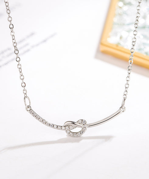 ノット風 細めチェーンネックレス 結婚式 可愛い チェーンチョーカー上品ネックレス 韓国風 シルバー アクセサリー おしゃれ首飾り ファッション小物 人気 通勤 98WEIHUA-001