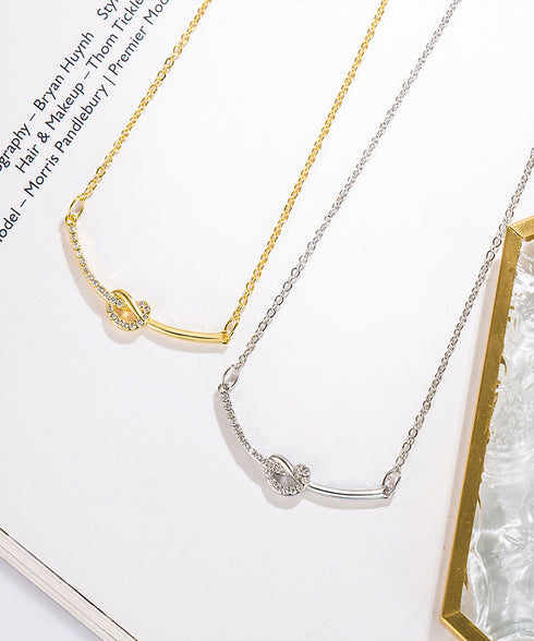ノット風 細めチェーンネックレス 結婚式 可愛い チェーンチョーカー上品ネックレス 韓国風 シルバー アクセサリー おしゃれ首飾り ファッション小物 人気 通勤 98WEIHUA-001