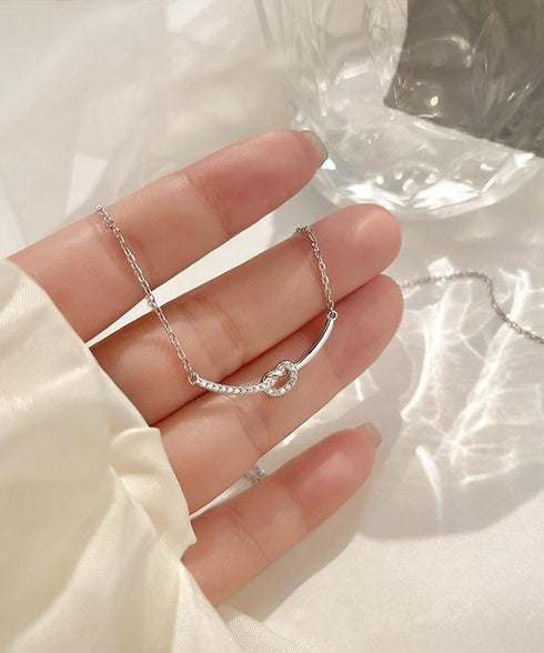 ノット風 細めチェーンネックレス 結婚式 可愛い チェーンチョーカー上品ネックレス 韓国風 シルバー アクセサリー おしゃれ首飾り ファッション小物 人気 通勤 98WEIHUA-001