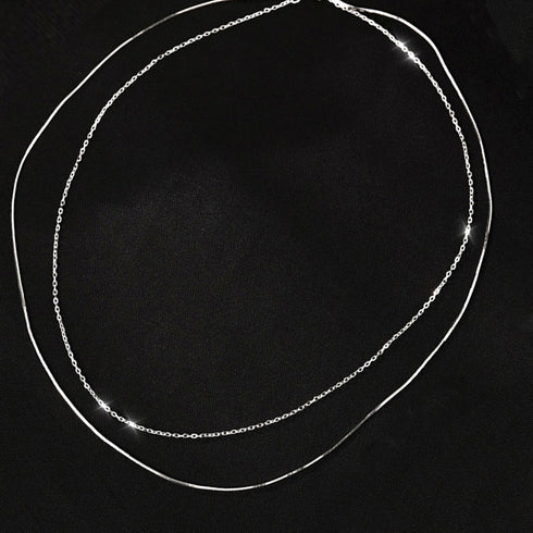 チョーカー 2連チェーンネックレス レディース アクセサリー シンプル シルバー おしゃれ ジュエリー カジュアル 首飾り きれいめ 98WEIYA-001