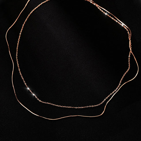 チョーカー 2連チェーンネックレス レディース アクセサリー シンプル シルバー おしゃれ ジュエリー カジュアル 首飾り きれいめ 98WEIYA-001