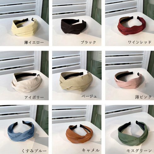 レディース ツイスト カチューシャ 幅広 ヘアアクセサリー フェイクレザー おしゃれ パーティ 女性用 韓国ファッション 98XC-001