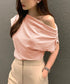 オフショルダーTシャツ カットソー 半袖 ワンショルトップス レディース アシンメトリー おしゃれ 肌見せ 夏服 ワンショルダーカットソー 韓国風セクシーTシャツ 98XIANNF-001