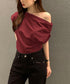 オフショルダーTシャツ カットソー 半袖 ワンショルトップス レディース アシンメトリー おしゃれ 肌見せ 夏服 ワンショルダーカットソー 韓国風セクシーTシャツ 98XIANNF-001