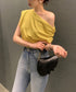 オフショルダーTシャツ カットソー 半袖 ワンショルトップス レディース アシンメトリー おしゃれ 肌見せ 夏服 ワンショルダーカットソー 韓国風セクシーTシャツ 98XIANNF-001