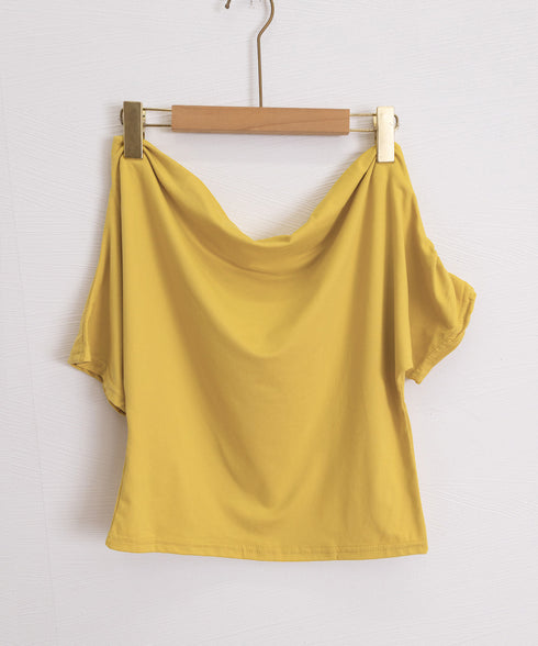 オフショルダーTシャツ カットソー 半袖 ワンショルトップス レディース アシンメトリー おしゃれ 肌見せ 夏服 ワンショルダーカットソー 韓国風セクシーTシャツ 98XIANNF-001