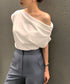 オフショルダーTシャツ カットソー 半袖 ワンショルトップス レディース アシンメトリー おしゃれ 肌見せ 夏服 ワンショルダーカットソー 韓国風セクシーTシャツ 98XIANNF-001