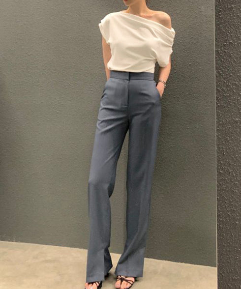 オフショルダーTシャツ カットソー 半袖 ワンショルトップス レディース アシンメトリー おしゃれ 肌見せ 夏服 ワンショルダーカットソー 韓国風セクシーTシャツ 98XIANNF-001