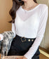 シアートップス 長袖レディースカットソー クルーネック 無地Tシャツ 薄手 ブラウス 透け感 きれいめ おしゃれ 大人 重ね着 セクシー レイヤードトップス 98XIAYAO-001