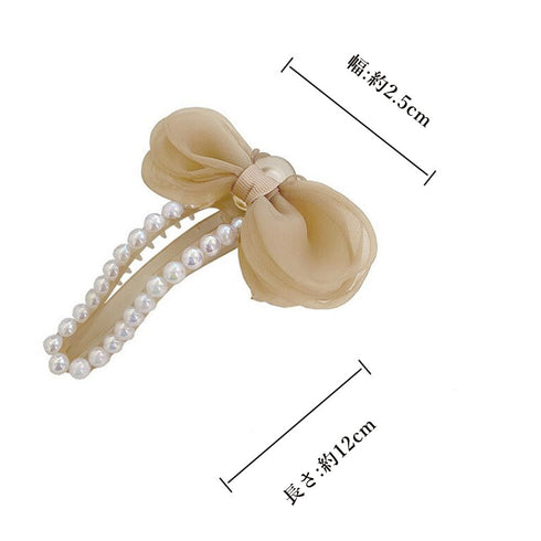 シフォン サイドバンスクリップ 大きめ レディース おしゃれ ヘアアクセサリー 二次会髪飾り 大人可愛い ゴージャス 蝶結び オフィス 結婚式 ヘアクリップ 98XIYAN-001