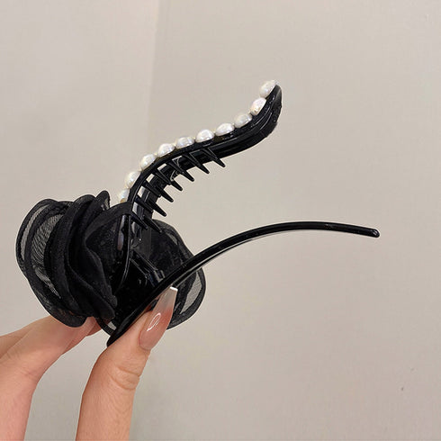 シフォン サイドバンスクリップ 大きめ レディース おしゃれ ヘアアクセサリー 二次会髪飾り 大人可愛い ゴージャス 蝶結び オフィス 結婚式 ヘアクリップ 98XIYAN-001