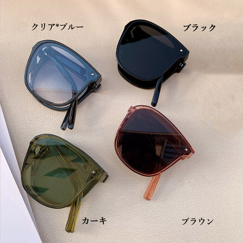 コンパクトサングラス ケース付き セット おしゃれ 超軽量設計メガネ 小顔 折りたたみウェリントン サングラス アイウェア 可愛い 韓国ファッション 新作 98XUANDA-001